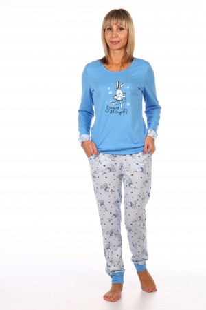 П-3007А Пижама ТАНЕЦ голубая (44-54),кулирка