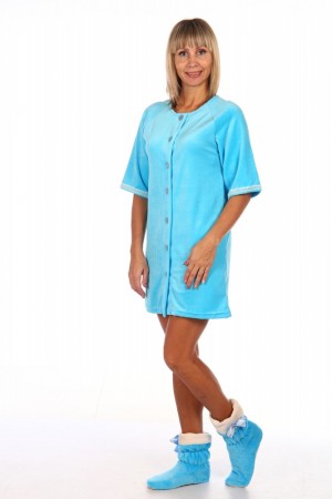 М-3051 Халат СЛАВА голубой (42-52), велюр