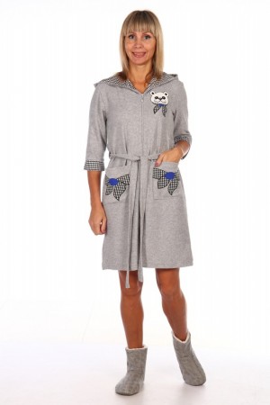 М-3052 Халат МИШУТКА серый (40-54), махра