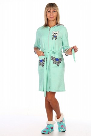 М-3052А Халат МИШУТКА ментол (40-54), махра